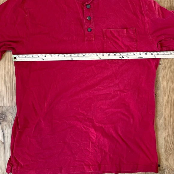 Mens Duluth Trading Co. Quarter Button Red Longtail Shirt SZ L - Picture 3 of 5